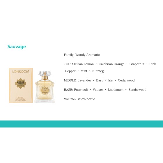 LONKOOM EMERALD FOREST Perfume 25ml, Woody Aromatic Long‑Lasting Eau De Parfum Spray
